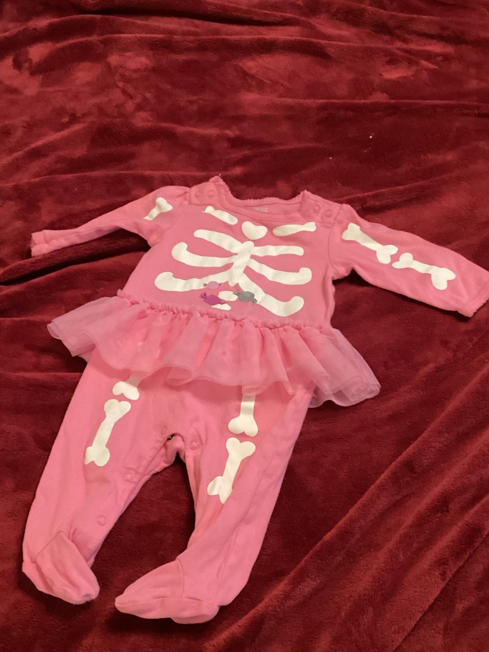 Carter's Pink Skeleton Tutu Footed Romper